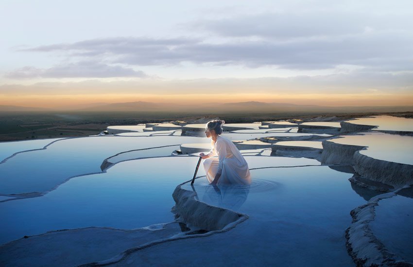 Pamukkale travertine terraces for New Year 2026 wellness and thermal pools