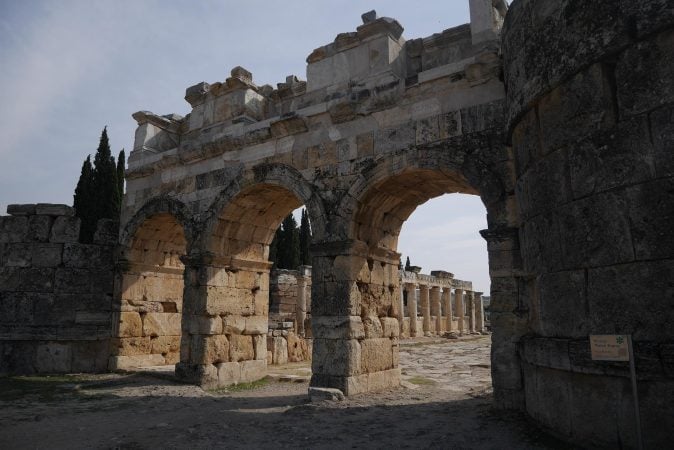 Stone archway ruins in Hierapolis.