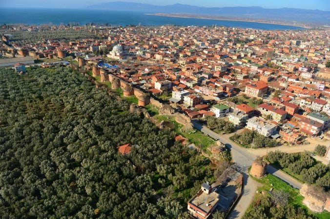 Aerial View Ancient City Walls Lefke Gate Iznik
