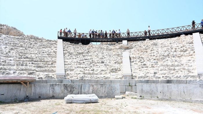 Ancient roman theater ruins stone seats iznik