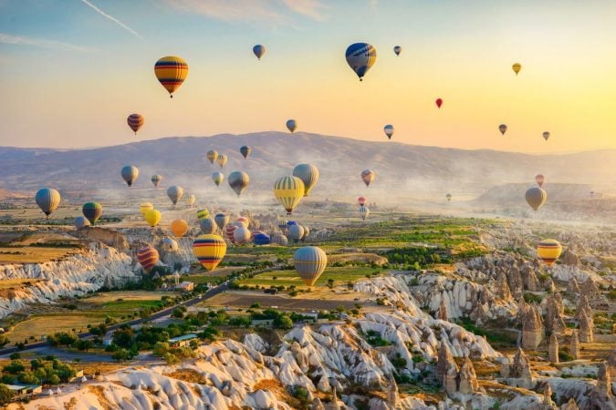 Bright day cappadocia balloon show