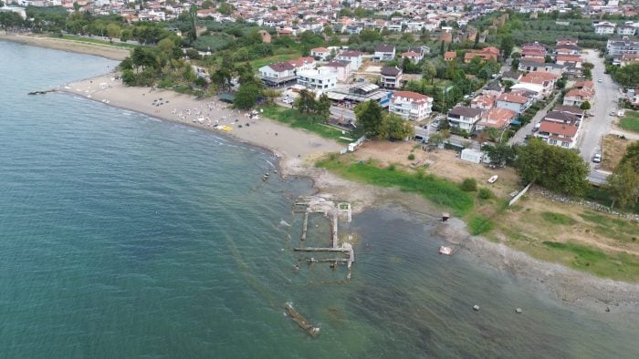 Lake iznik shoreline aerial landscape