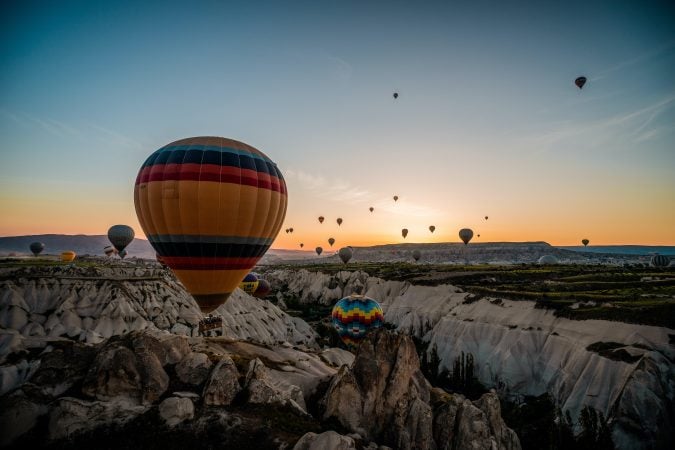 Sunset balloon ride cappadocia landscape