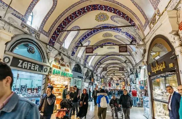 Arched market ceiling inside the Grand Bazaar in Istanbul