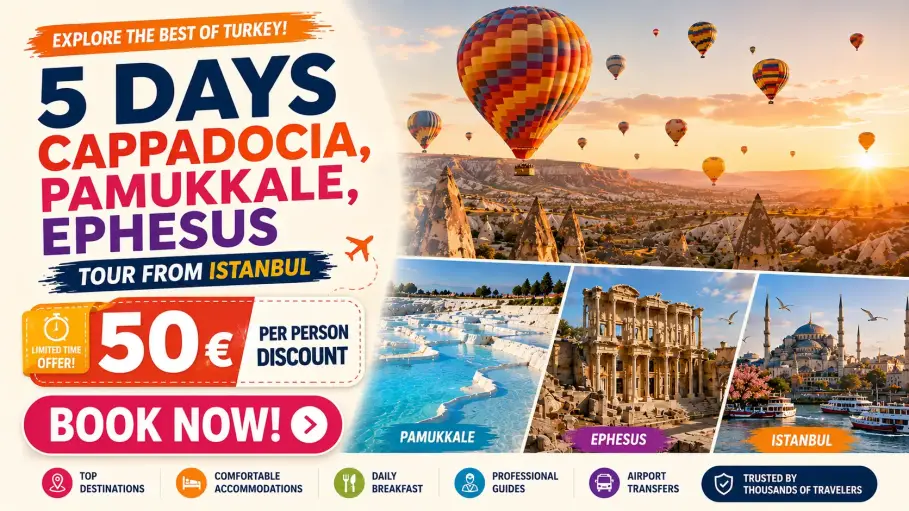 5 Days Cappadocia, Pamukkale, Ephesus Tour from Istanbul
