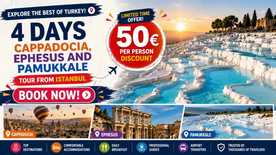 4 Days Cappadocia, Ephesus and Pamukkale Tour from Istanbul