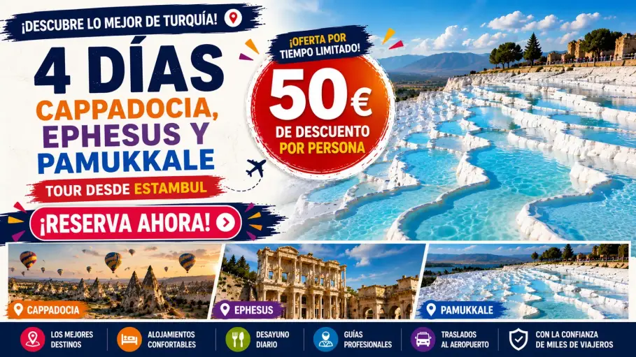 Tour de 4 dias por Cappadocia, Ephesus y Pamukkale desde Istanbul