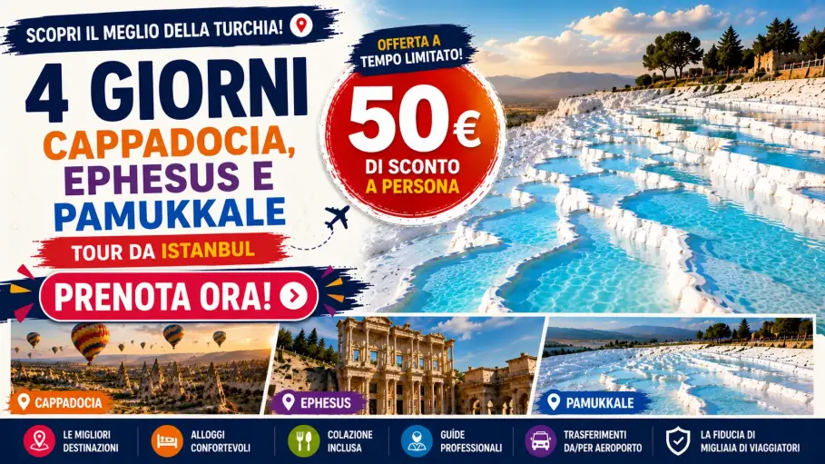 Tour di 4 giorni in Cappadocia, Ephesus e Pamukkale da Istanbul