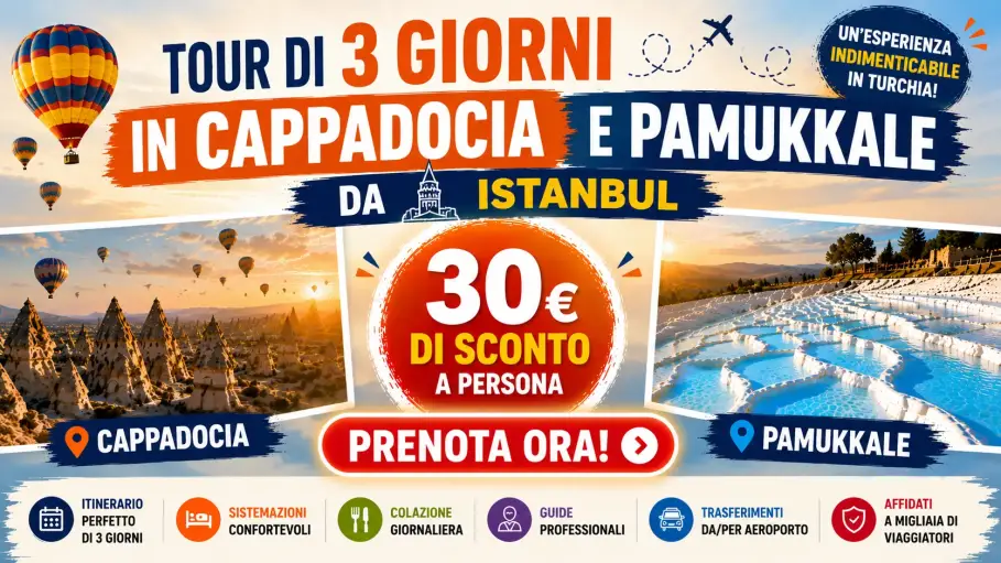 Tour di 3 giorni in Cappadocia e Pamukkale da Istanbul
