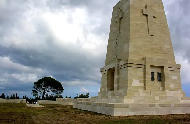 Memorials at Gallipoli feature the languages and insignia of multiple nations, creating a multilingual archive of sorrow and national sacrifice inscribed in stone.
